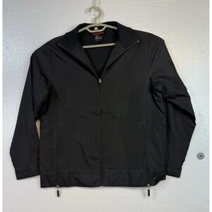 ID Wear Mens Black Windbreaker Rain Jacket Sz M Full zip Dad Hipster Chest 44